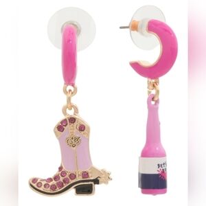 Betsey Johnson Cowboy Boot & Beer Mis-Matched Earrings